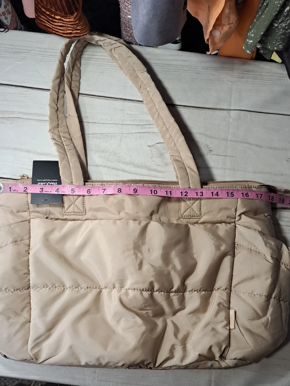Quilted Beige Tote Laptop Travel Bag